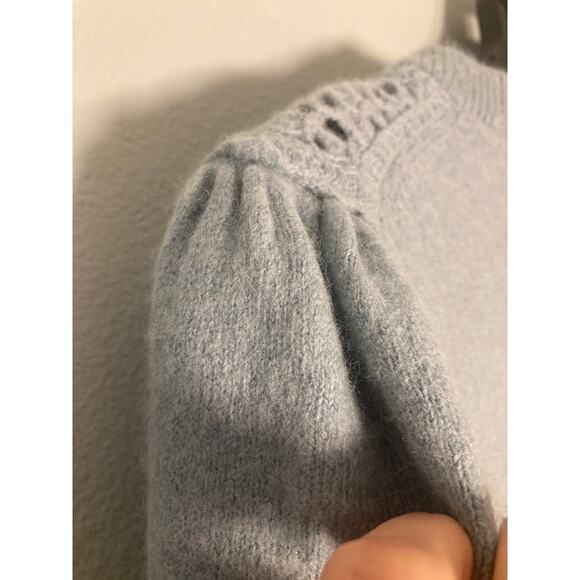 Boden Lovely Floral Crochet Light Blue Knit Sweater Mid-weight Cottagecore~ Sz S - Picture 7 of 10